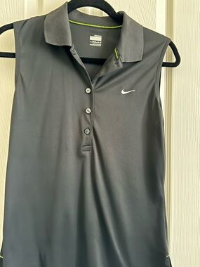 Nike Women’s Sleeveless Golf Polo Tank Top - Black with White Swoosh